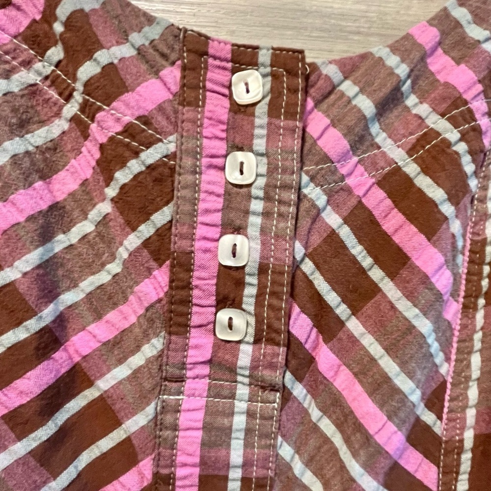 Free People Size Medium Tulie Plaid Midi Dress Boho Pink and brown plaid - Picture 7 of 16